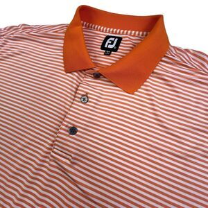 FootJoy Golf Polo Performance Shirt Men’s XL Stretch Short Sleeve Orange Stripes